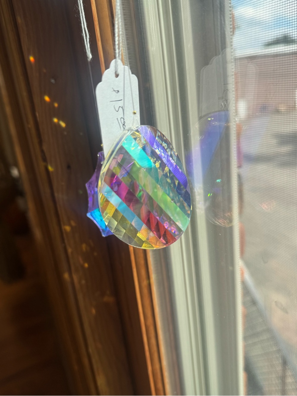 Iridescent Prism Hanging Suncatcher - Multi-Color